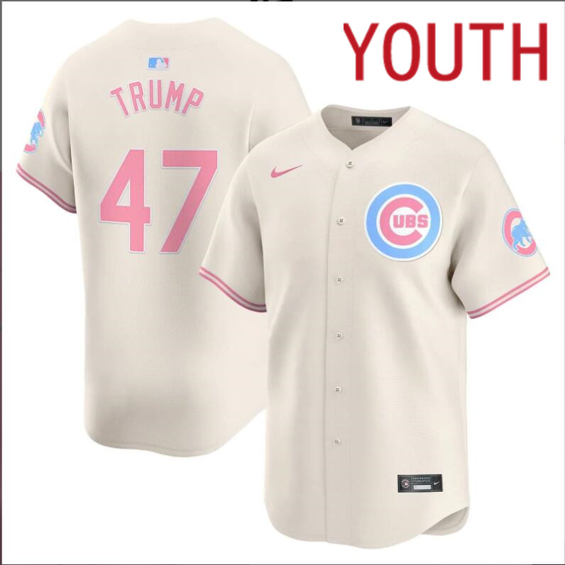 Youth  Chicago Cubs #47 Trump cream 2024 Nike MLB jersey->youth nfl jersey->Youth Jersey